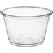 A clear plastic Choice souffle cup with a clear rim.