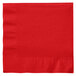 A pack of red luncheon napkins with a white background.
