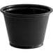 A black plastic Choice souffle cup with a white background.