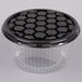 A black plastic D&W Fine Pack cake display container with a clear dome lid.