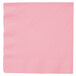 A pink napkin with a white border.