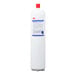 A white cylinder with a red cap.