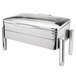 An Eastern Tabletop stainless steel rectangular chafer with a glass lid.