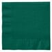 A hunter green rectangular Creative Converting luncheon napkin with a folded edge.