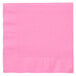 A pink napkin with a white border.