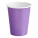 A Creative Converting amethyst purple paper cup with a white rim.