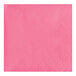 A Creative Converting Candy Pink paper napkin with a diamond pattern and white border.