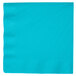 A Bermuda Blue paper dinner napkin with a white border.