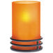 A Sterno Brooklynn orange frost candle lamp with a black base and wire.