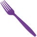 A Creative Converting amethyst heavy weight plastic fork.