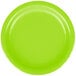 A close-up of a Creative Converting Fresh Lime Green paper plate.