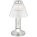 A silver Sterno Paige table lamp with a clear shade.