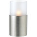 A silver and white Sterno Monacco lamp with a white light.