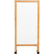 A white porcelain marker board with a solid oak wood A-frame.