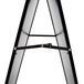 An Aarco black aluminum narrow A-frame sidewalk board with black porcelain marker board on white background.