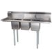 Regency 58 inch 16-Gauge Stainless Steel Three Compartment Commercial Sink with 2 Drainboards - 10 inch x 14 inch x 10 inch Bowls