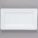 A white rectangular Libbey porcelain plate with a wide white rim.