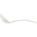 A white spoon with a long curved handle.