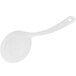 A white plastic spoon with a handle.