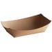 A brown paper tray on a white background.