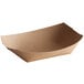A brown paper tray on a white background.