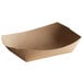 A 2 1/2 lb. brown paper food tray.