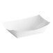 A white customizable paper food tray with a curved edge.