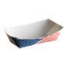 A white paper food tray with an American flag design.