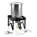 A 30-quart stainless steel turkey fryer kit with a stock pot, burner stand, and various accessories.