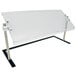 An Advance Tabco portable food shield on a table with a black base.