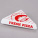 A white Choice pizza box with red text reading "Fresh" on it.