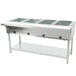 A large stainless steel Eagle Group natural gas steam table with four compartments.