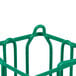 A green Microwire catering glassware basket with 25 compartments.