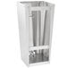 A silver metal rectangular pedestal base with a handle.