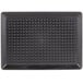 A black rectangular HS Inc. Polypropylene Pizza tray with small round holes.