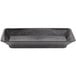 A black rectangular polyethylene deli server with a black rim.