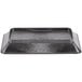 A black rectangular polyethylene deli server tray with a handle.