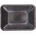 A grey rectangular polyethylene condiment server with a black rim.