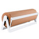 A Bulman white steel paper dispenser holding a roll of brown paper.