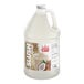 A one-gallon jug of Carnival King coconut slush syrup concentrate.