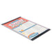 A Menu Solutions Alumitique aluminum menu board with top and bottom strips displaying a menu.