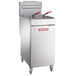 A Vulcan LG300-2 liquid propane floor fryer with red handles.