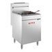 A Vulcan LG500-2 liquid propane floor fryer with a red handle.