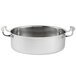 A silver Vollrath Miramar oval au gratin pan with handles.