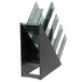 A black metal Vollrath countertop organizer with four sections.