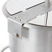 A close up of a silver Carnival King kettle with a lid and a handle.