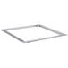 A silver square metal frame.