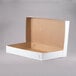 A white full sheet cake box with the lid open.