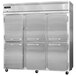 The white door of a Continental Refrigerator reach-in refrigerator.