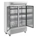 A stainless steel True reach-in freezer with two doors.